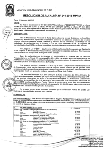 Page 1 MUNICIPALIDAD PROVINCIAL DE PUNO RESOLUCIÓN