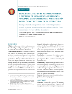 HeMOperitOneO en el puerperiO debidO a ruptura de vasOs