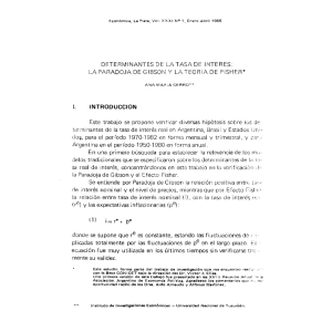 DETERMINANTES DE LA TASA DE INTERES: LA PARADOJA DE