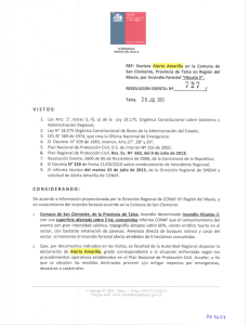 REF: Declara Alerta Amarilla en la Comuna de San Clemente