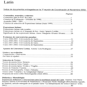 Page 1 Latín Índice de documentos entregados en la 1° reunión de