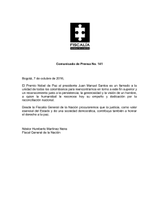 Comunicado de Prensa No. 141 Bogotá, 7 de octubre de 2016, El