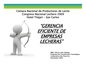 Gerencia eficiente de fincas lecheras. MBA. Hector Leon Hidalgo. PTT