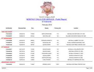 MONTHLY CALLS FOR SERVICE - Public Report El Sobrante