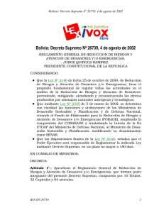 Bolivia: Decreto Supremo Nº 26739, 4 de agosto de 2002