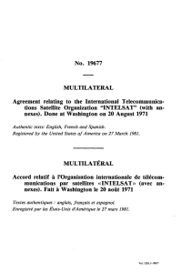 No. 19677 MULTILATERAL Agreement relating to the International