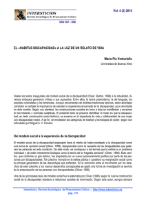 El "habitus discapacidad" a la luz de un relato de vida