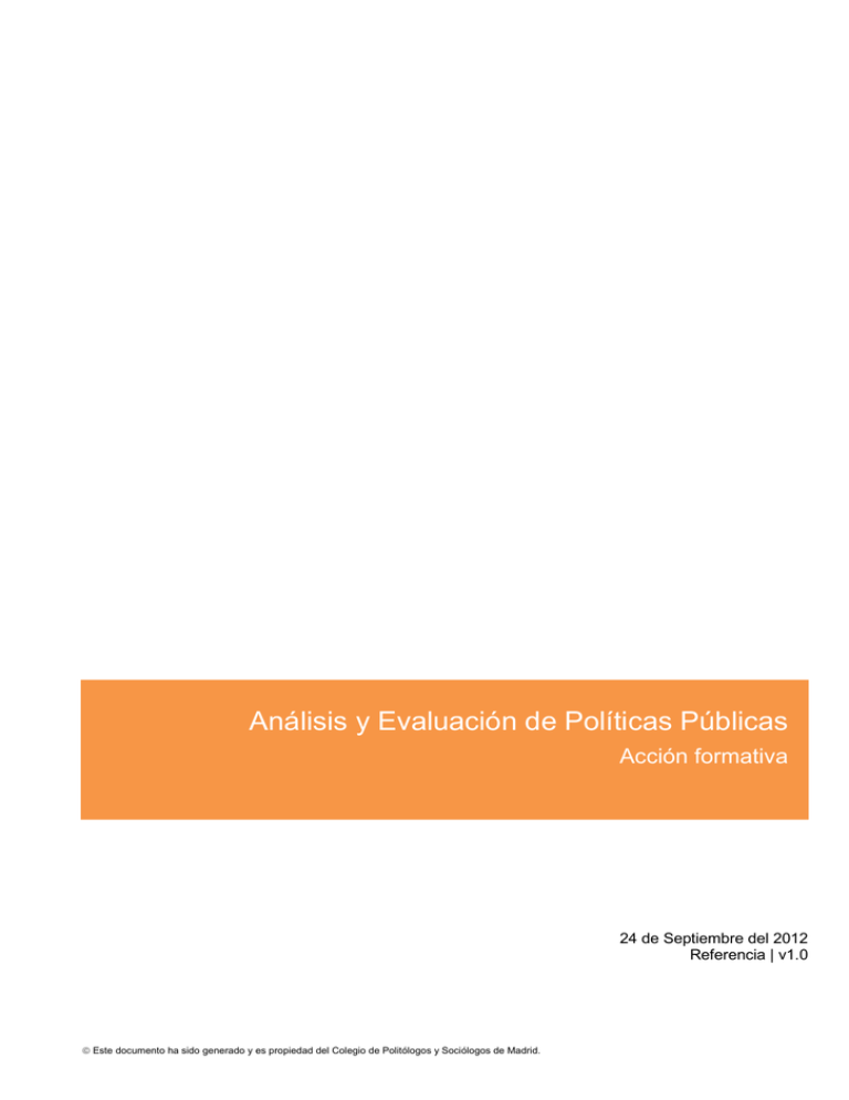 Análisis Y Evaluación De Políticas Públicas