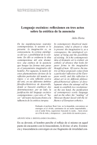 Lenguaje escénico: reflexiones en tres actos sobre la estética de la