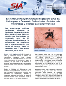 SIA 1888: Alertan por inminente llegada del Virus del Chikunguya a