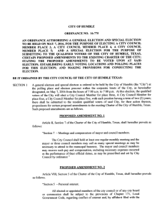 Page 1 CITY OF HUMBLE ORDINANCE NO. 16–775 AN