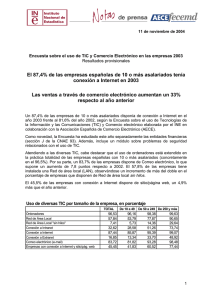 El 87,4% de las empresas españolas de 10 o más asalariados tenía