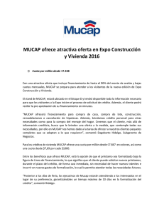 MUCAP ofrece atractiva oferta en Expo Construcción y Vivienda 2016