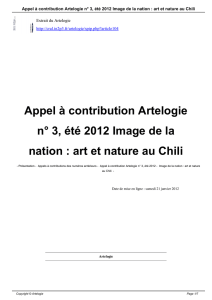 Appel à contribution Artelogie n° 3, été 2012 Image de la