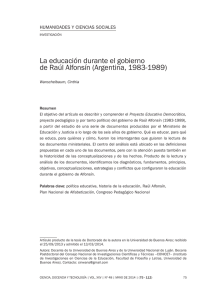 la educación durante el gobierno de Raúl alfonsín (argentina, 1983