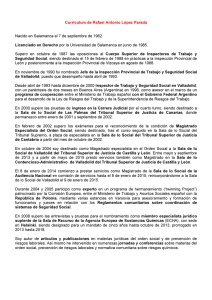 Currículum de Rafael Antonio López Parada Nacido en Salamanca