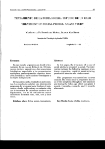 tratamiento de la fobia social: estudio"de un caso treatment of social