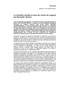 La Comisiyn prohtbe la toma de control de Legrand por