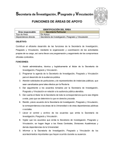 Secretaría de Investigación, Posgrado y Vinculación FUNCIONES