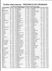 Tarifas Interurbanas PROVINCIA DE GRANADA