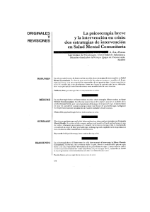 La psicoterapia breve y la intervención en crisis