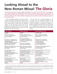 Looking Ahead to the New Roman Missal: The Gloria