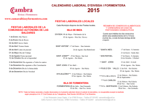 Calendari laboral 2015 - Cámara de Comercio | de Ibiza y