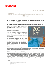 CEPSA incrementa su participación en el consorcio MEDGAZ (pdf