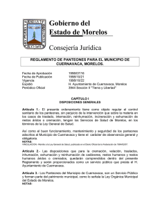 Reglamento de Panteones para El Municipio de Cuernavaca, Morelos
