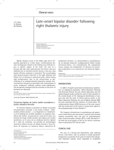 Late-onset bipolar disorder following right thalamic injury