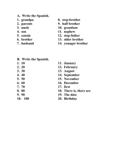 A. Write the Spanish. 1. grandpa 8. step-brother 2. parents 9