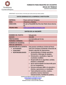 FORMATO PARA REGISTRO DE VACANTES BOLSA DE TRABAJO