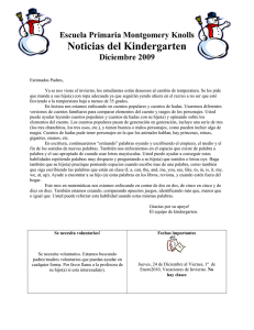 Escuela Primaria Montgomery Knolls Noticias del Kindergarten