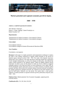 Market potential and regional economic growth in Spain, 1860‐1930
