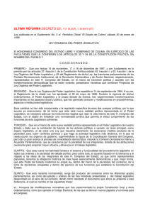 Ley Orgánica del Poder Legislativo del Estado de Colima (26/may