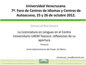 La Licenciatura en Lenguas en el Centro Universitario UAEM Texcoco
