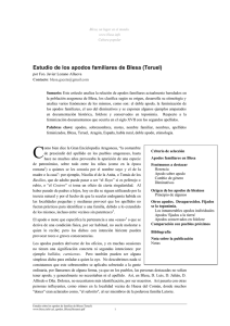 Estudio de los apodos familiares de Blesa (Teruel)