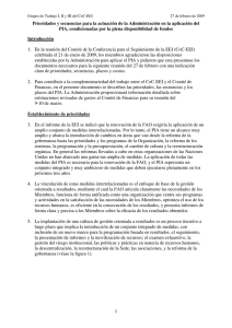 Prioridades y secuencias para la actuación de la Administración en