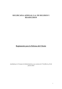 Reglamento para la Defensa del Cliente de SegurCaixa Adeslas.