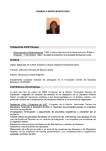 GABRIELA MARÍA MONASTERIO FORMACION PROFESIONAL