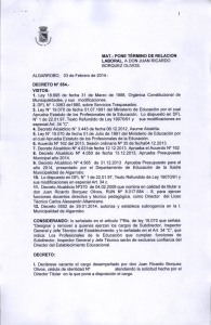 MAT.: PONE TÉRMINO DE RELACION LABORAL, A DON JUAN