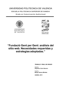 “Fundació Gent per Gent: análisis del sitio web. Necesidades