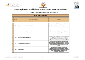 List of registered establishments authorized to export to Korea