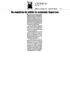CRÓNICA- Da muestras de solidez la economía: Coparmex