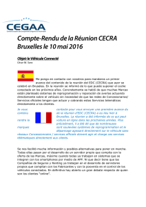 Compte-Rendu de la Réunion CECRA Bruxelles le 10 mai 2016 Objet