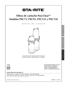 Filtros de cartucho Posi-ClearTM Modelos PXC75, PXC95