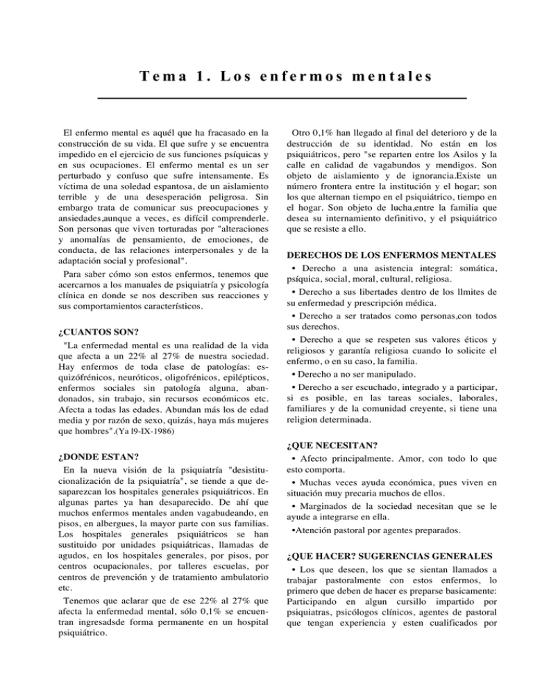 Tema 1. Los enfermos mentales