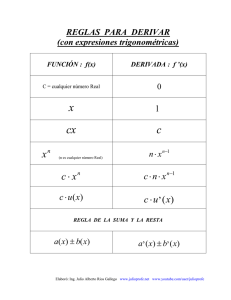 Reglas para Derivar (con expresiones trigonométricas)
