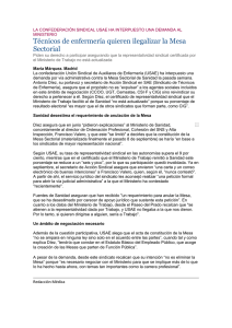 Técnicos de enfermería quieren ilegalizar la Mesa Sectorial