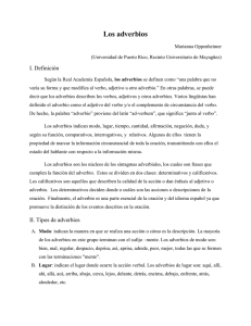 Los adverbios - Recinto Universitario de Mayagüez